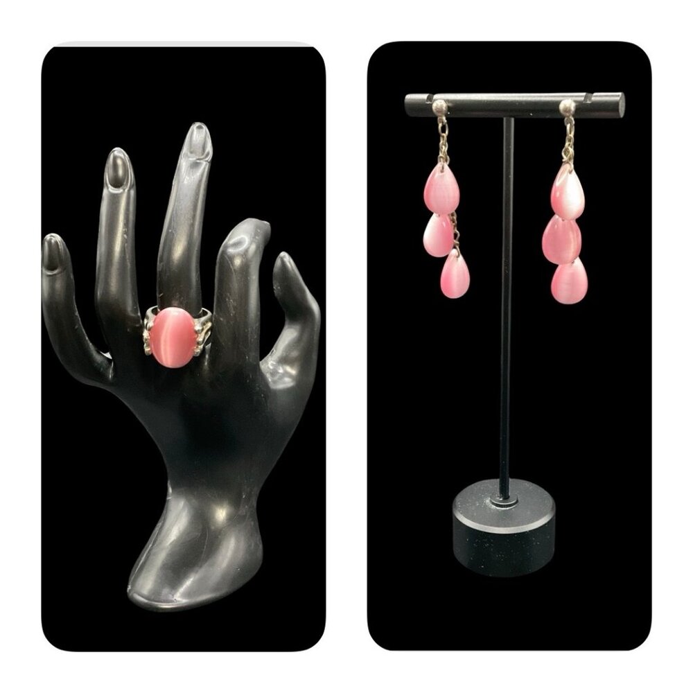 👗5/$25 - Pink/Silver Tone Ring & Earring Bundle